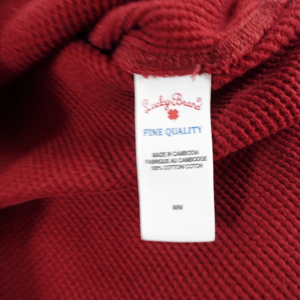 Vtg Y2K Lucky Brand Waffle Knit Thermal Top M Burgundy Long Sleeve Floral Grunge - Picture 9 of 12